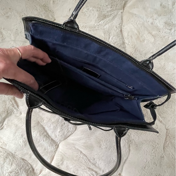 Franklin Covey Blue Suede Leather Shoulder Equestrian Bag Purse - Picture 11 of 13